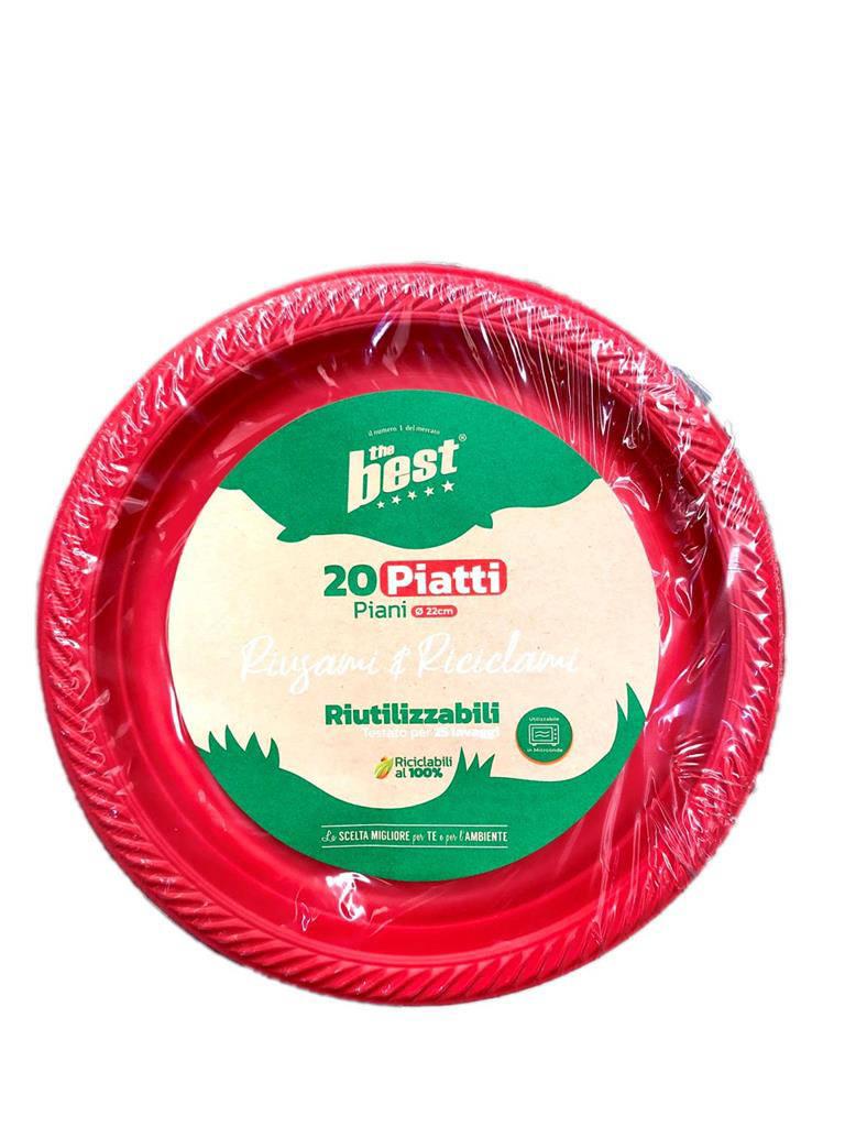 PIATTO PIANO ROSSO THE BEST RIUTILIZZABILE CF=20PZ