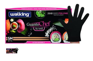 GUANTO CHEF NERO SUSHI WALKING 200PZ TAGLIA S/M