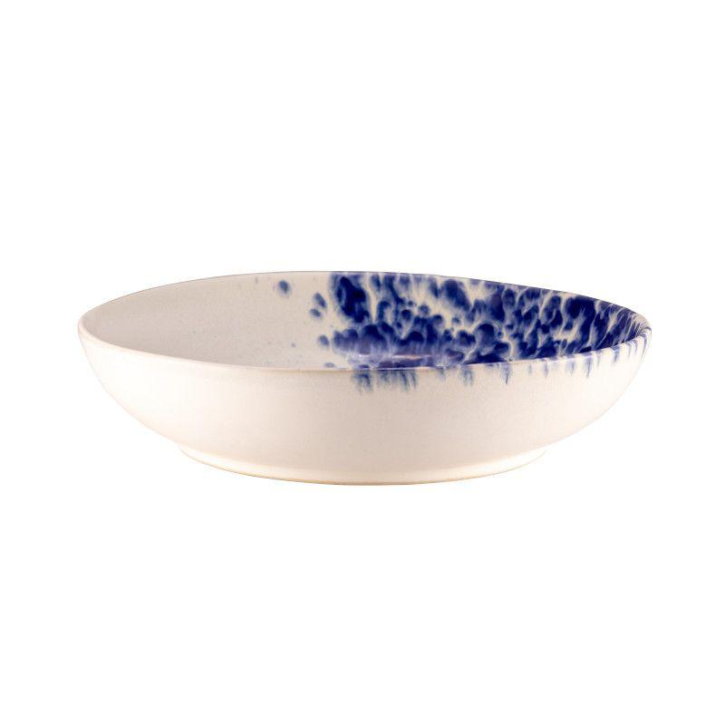 PHOBOS COPPA ROTON. BIANCA PUNT.BLU Ø28H6,5CM STONEWARE