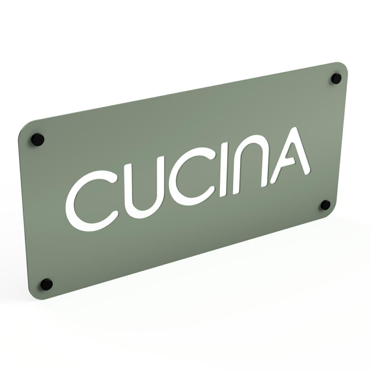 SEGNALETICA CUCINA VERDE CON DISTANZIALI 16X32,5CM