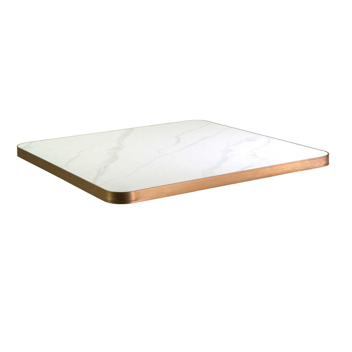 TOP TAVOLO PIETRA SINTERIZZATA MARMO BIANCO/ORO 80X80