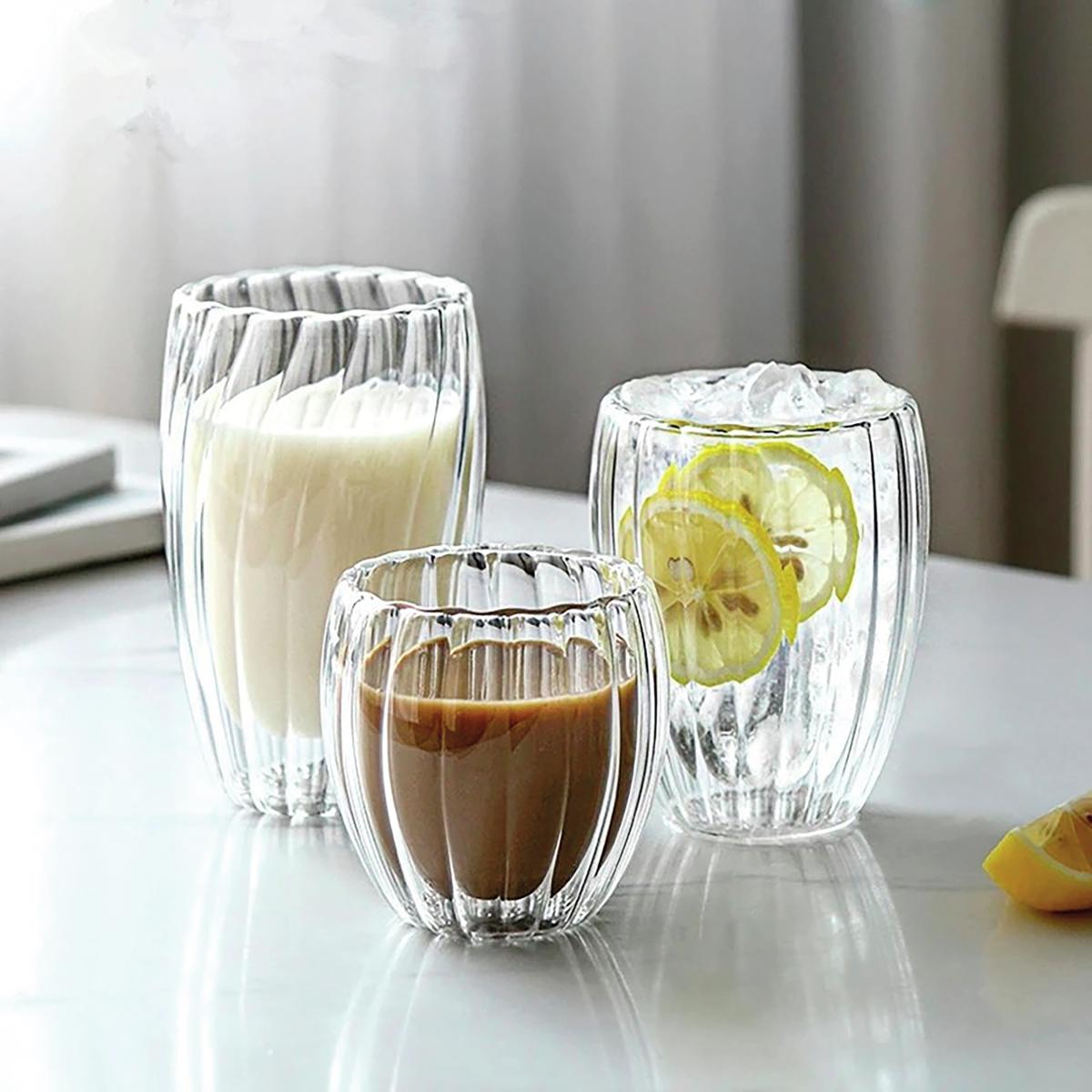 BICCHIERE VETRO DOPPIA PARETE 450ML RIBBED