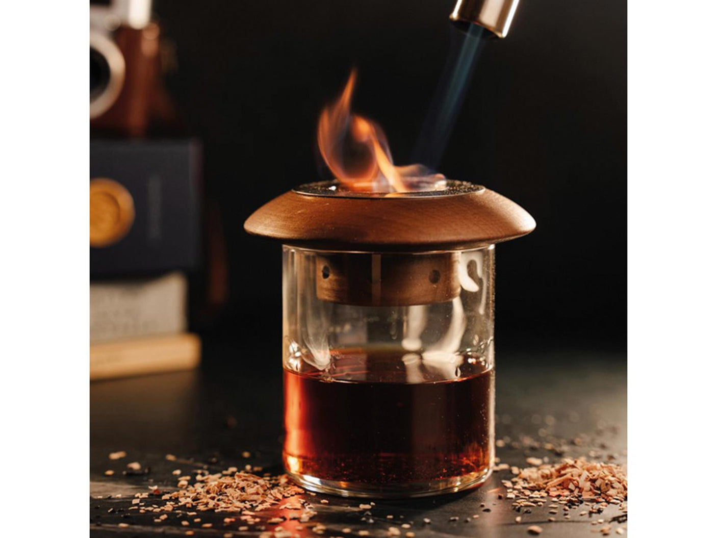 AFFUMICATORE PER WHISKEY E COCKTAIL IN FAGGIO TINTO WENGE