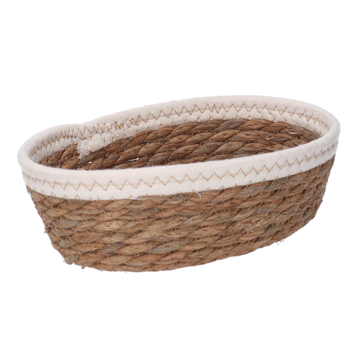 CESTINA GIACINTO NATURALE CON BORDO CORDA OVALE 22X16X7H