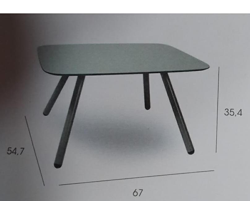 TAVOLO TURCHESE CON PIEDI IN METALLO 67X54.7X35.4H