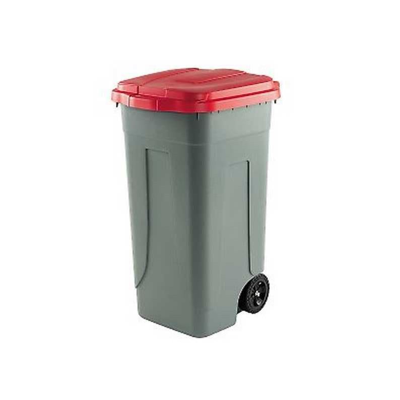 BIDONE RACC.DIFF.80LT C/COP-RUOTE-PED ROSSO