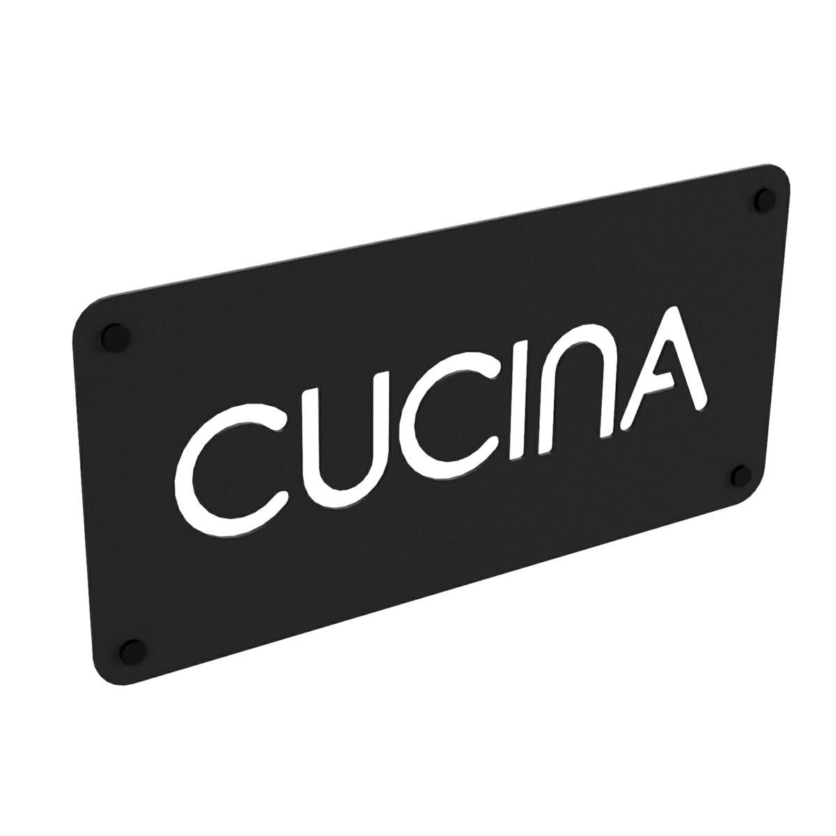 SEGNALETICA CUCINA NERO CON DISTANZIALI 16X32,5CM