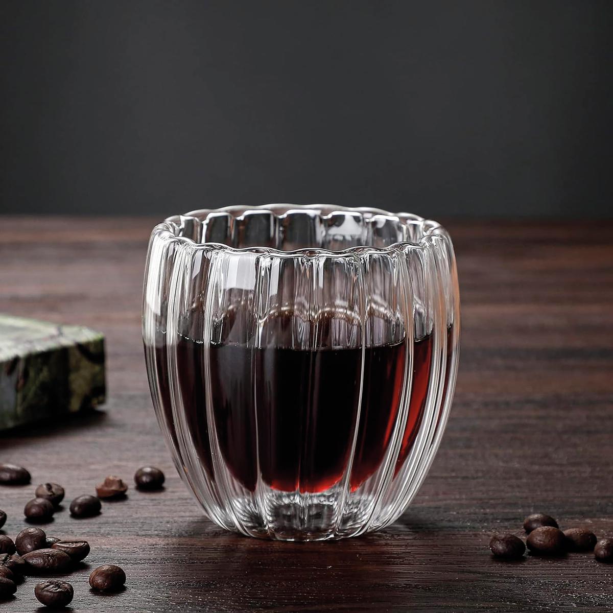 BICCHIERE VETRO DOPPIA PARETE 240ML RIBBED
