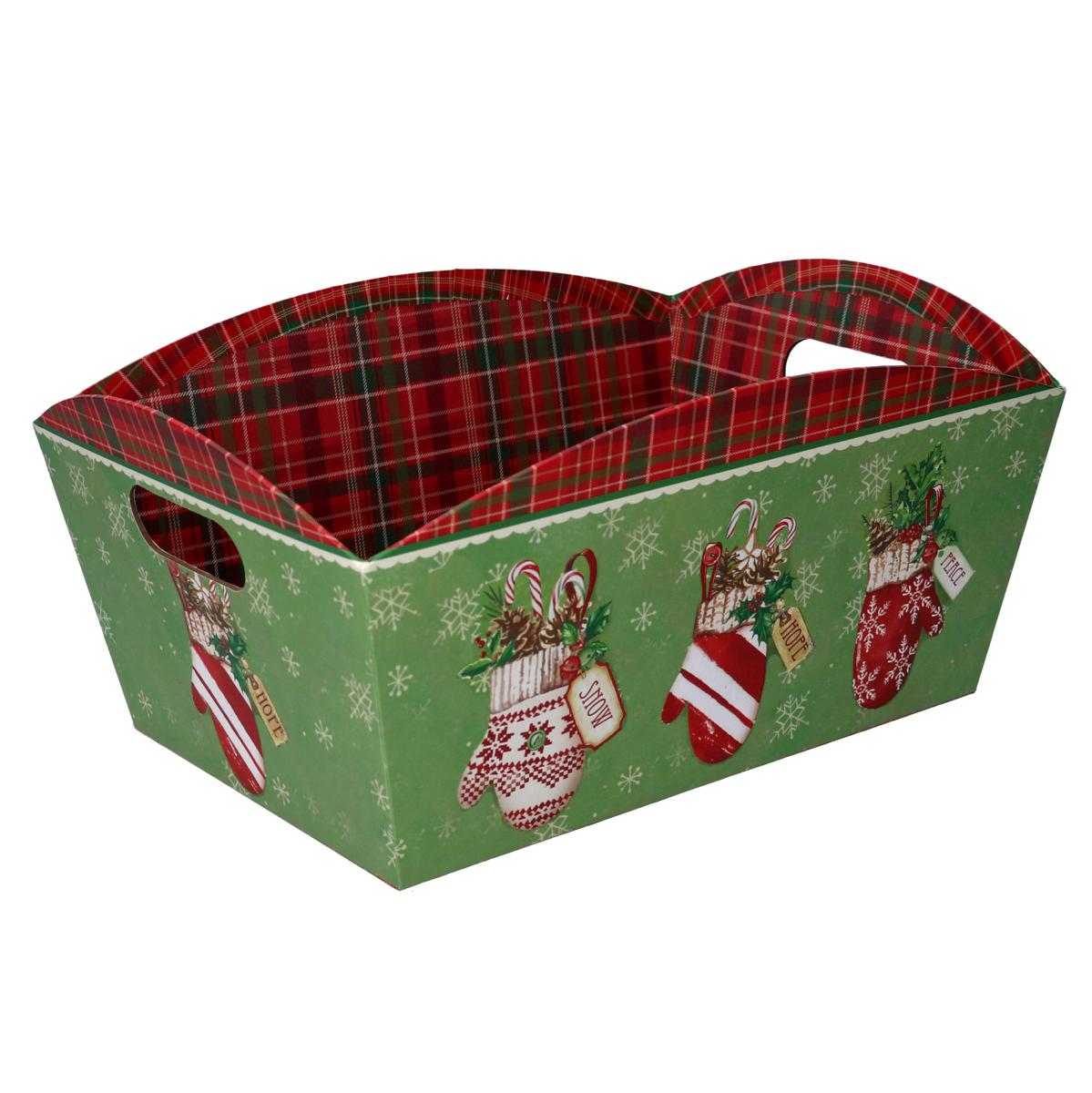 CESTA CARTONE GUANTI VERDE RETT CM 25,5X27X14H15