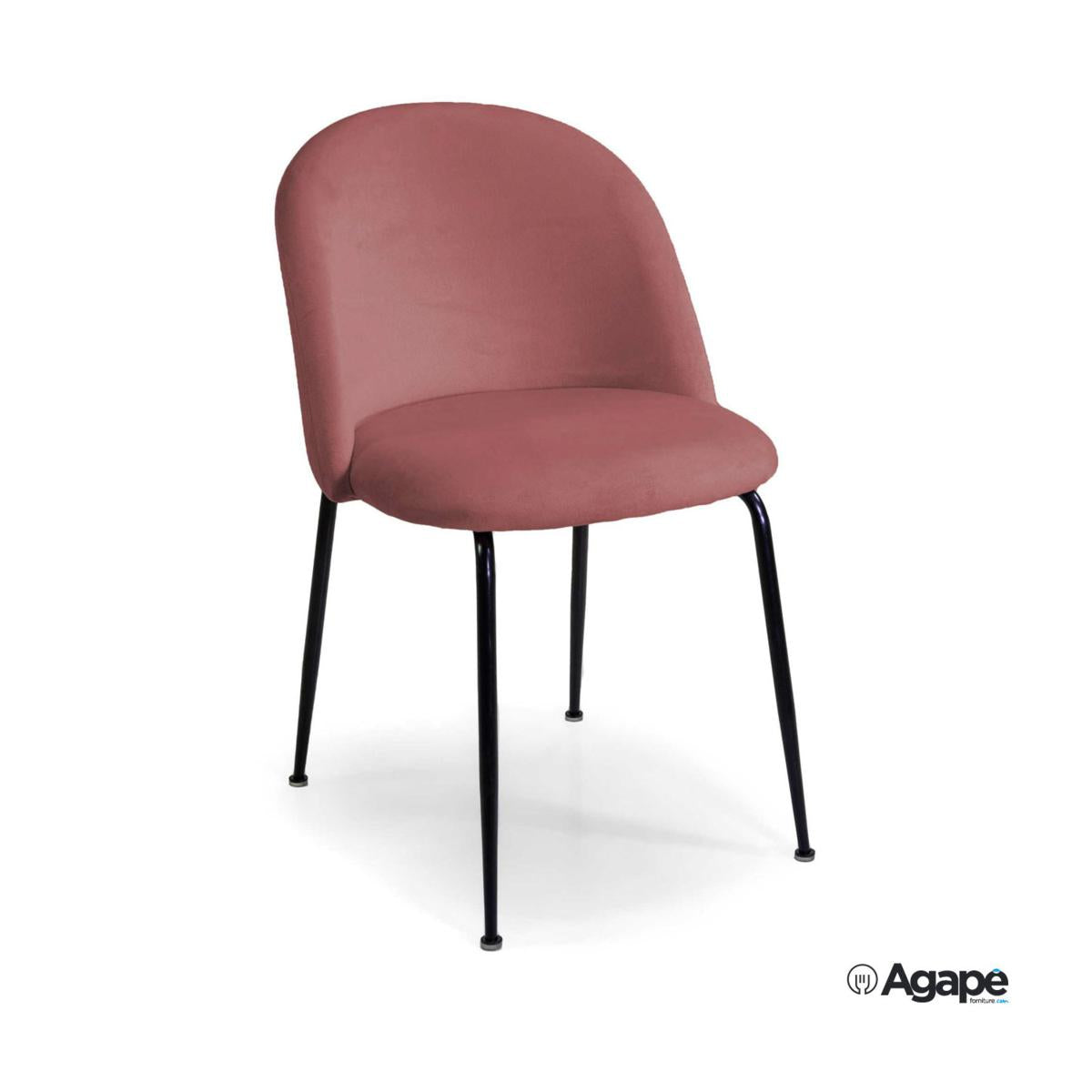 SEDIA VELLUTO SAMMI ROSA ANTICO STRUTTURA NERA CM.50X57X47H