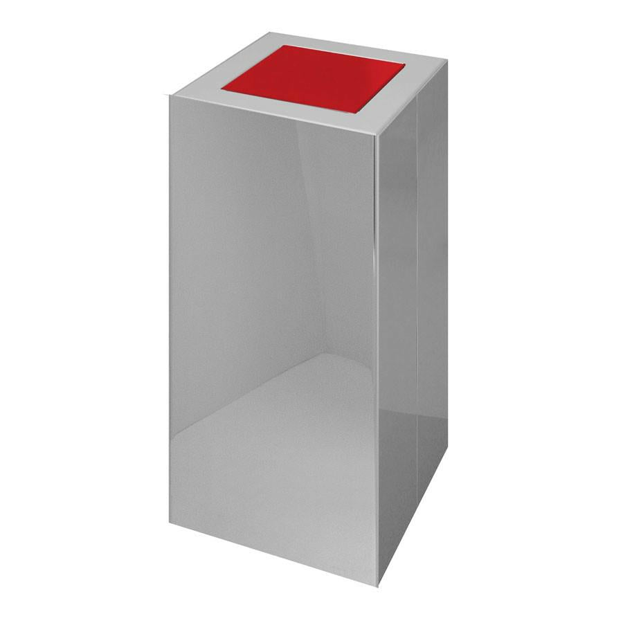 CONTENITORE RACCOLTADIFFERENZIATA INOX C/COP.GIR.ROSSO