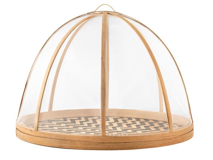 COPRICIBO CON VASSOIO IN BAMBU'NATURALE CM.35X30H