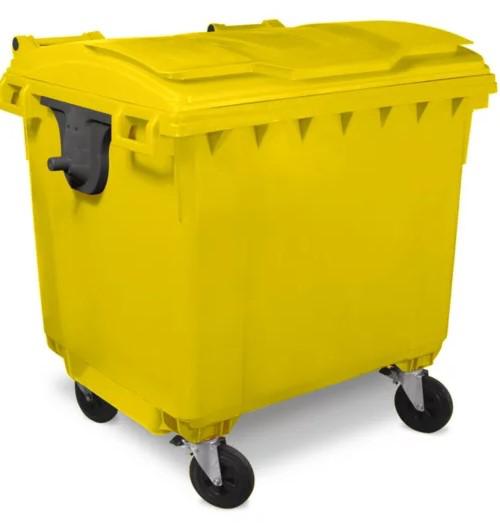 BIDONE CARRELLATO C/COP-PED 1100LT GIALLO