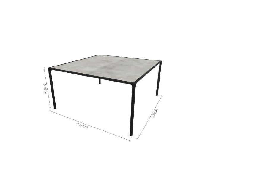 TAVOLO TERRAMARE 150x150 NERO ALLUMINIO-GRESS