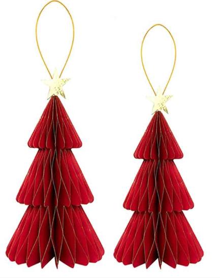 DECORAZIONE CARTA ALBERO ROSSO C/STELLA CM 20/25 CF2PZ