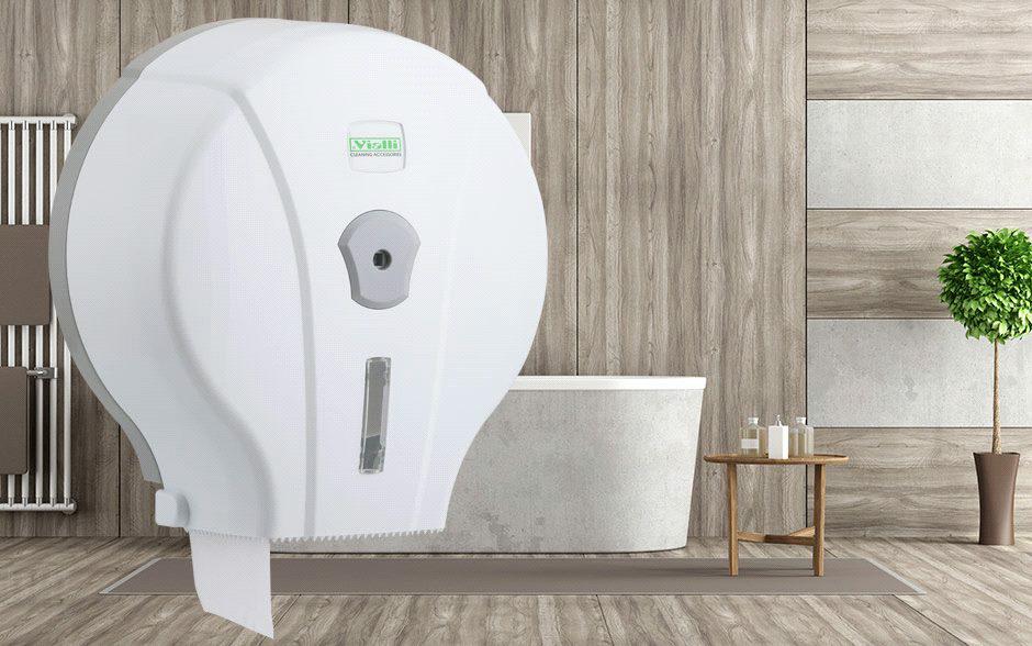 DISPENSER CARTA IGIENICA MINIJUMBO ABS BIANCO "MUNDO"