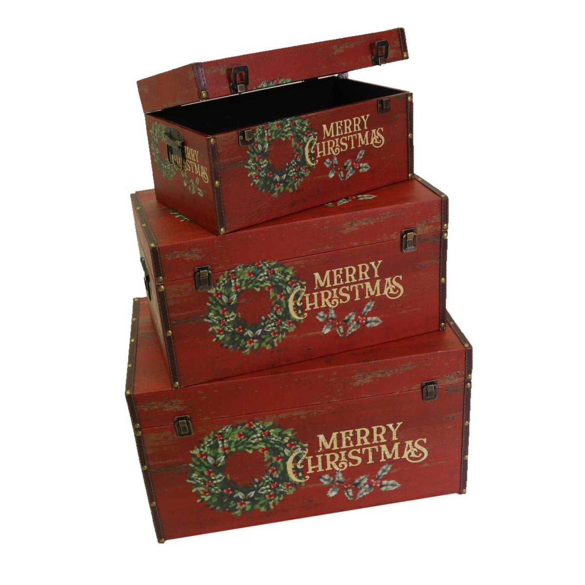 SET 3 BAULE ECOPELLEROSSO GHIRLANDA RETT.59X36HX33