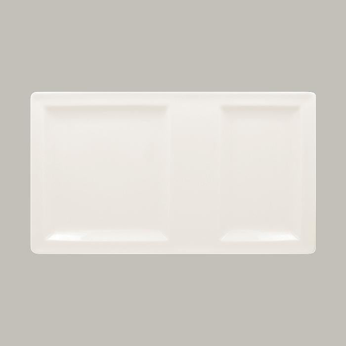 PIATTO GOURMET RETT.2 SCOMPARTI 37CM BIANCO