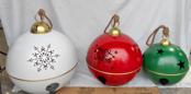 SET 3 PZ CAMPANACCI BIG IN METALLO COL ROSSO E ORO