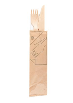 SET 3/1 POSATE + TOVAGLIOLI 'WOOD' MAKAN 16 CM LEGN0 100PZ