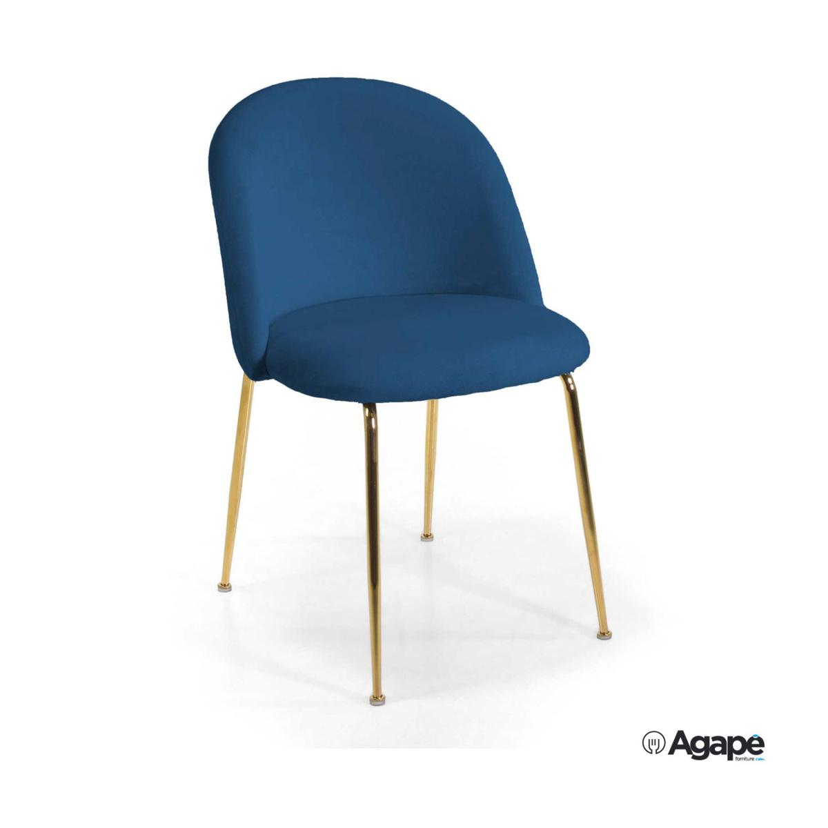 SEDIA VELLUTO SAMMI BLU STRUTTURA ORO 50X57CM 47/77H