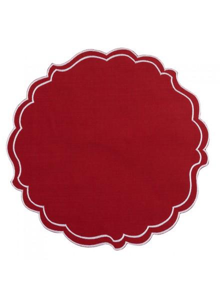 SOTTOPIATT0 IN TESSUTO ROSSO E BIANCO 35CM