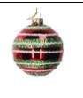 SFERA VETRO ROSSO C/GLITTER ORIZZONATLI BIA/VER cm ø8h8
