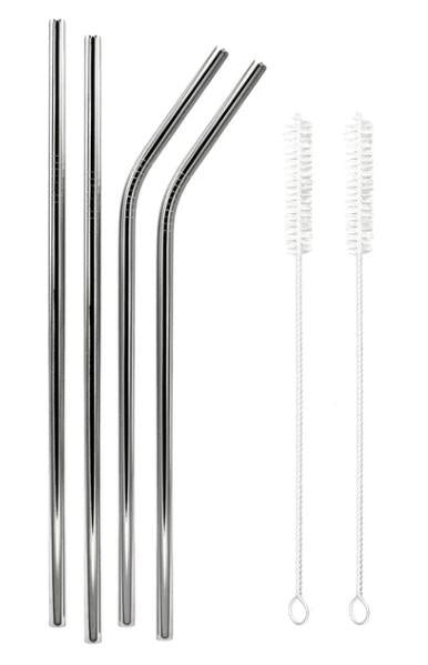 4 STRAIGHT METAL STRAWS + 1 CLEAN BRUSH