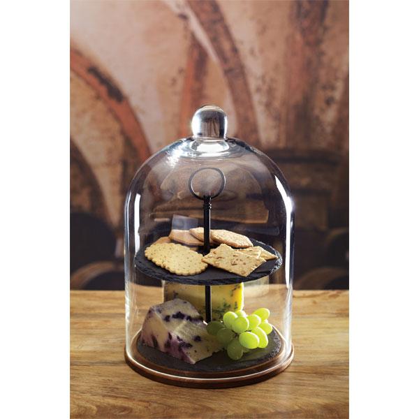 ALZATA 2 RIPIANI ARDESIA CM.22X31 C/CUPOLA VETRO