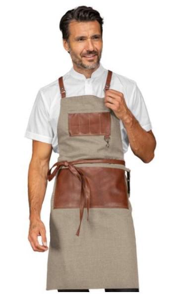 GREMBIULE BRISTOL NATURAL + PELLE CUOIO 100 % POLYESTER