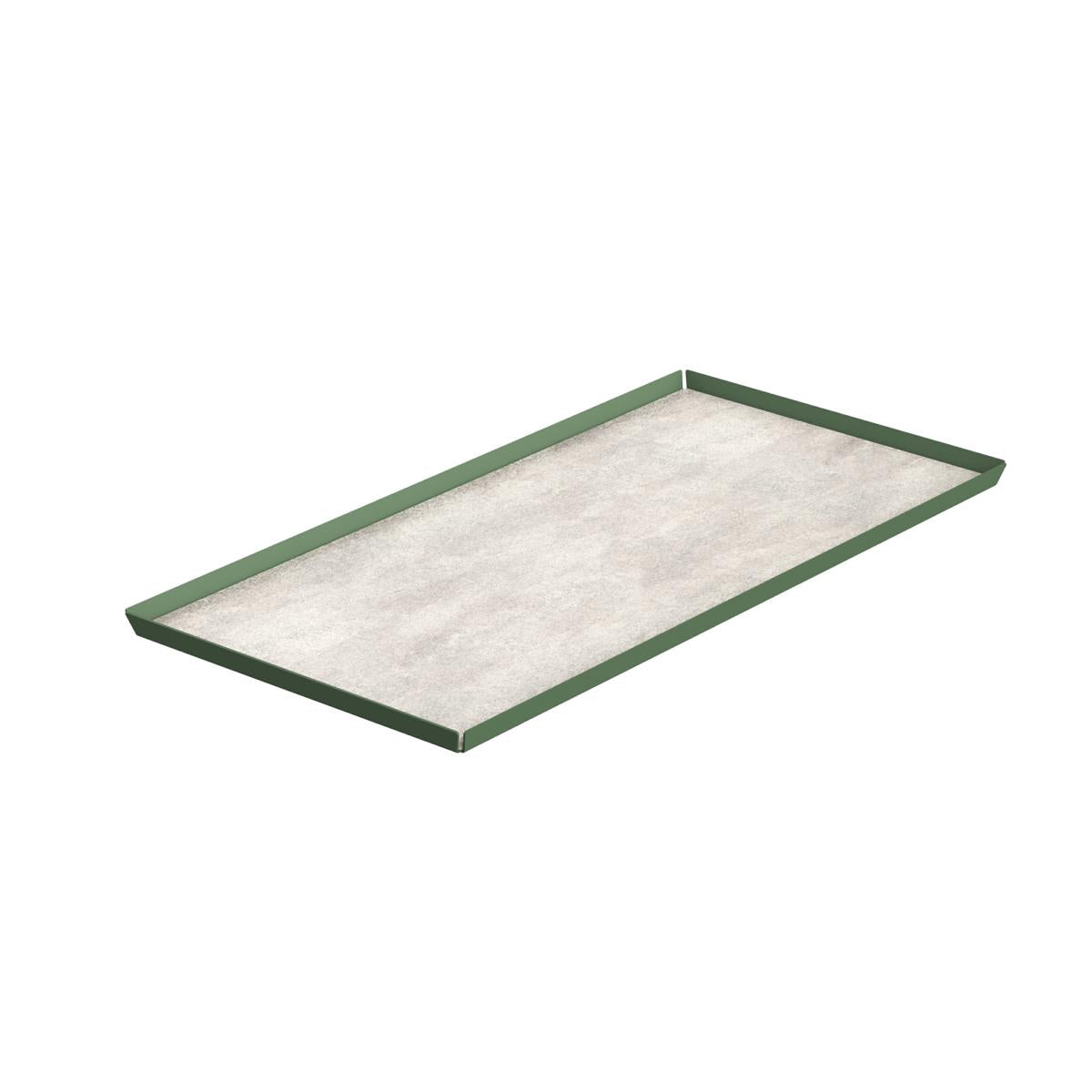 VASSOIO PASTICCERIA INOX VERN. VERDE HPL CEMENTO 20X40CM