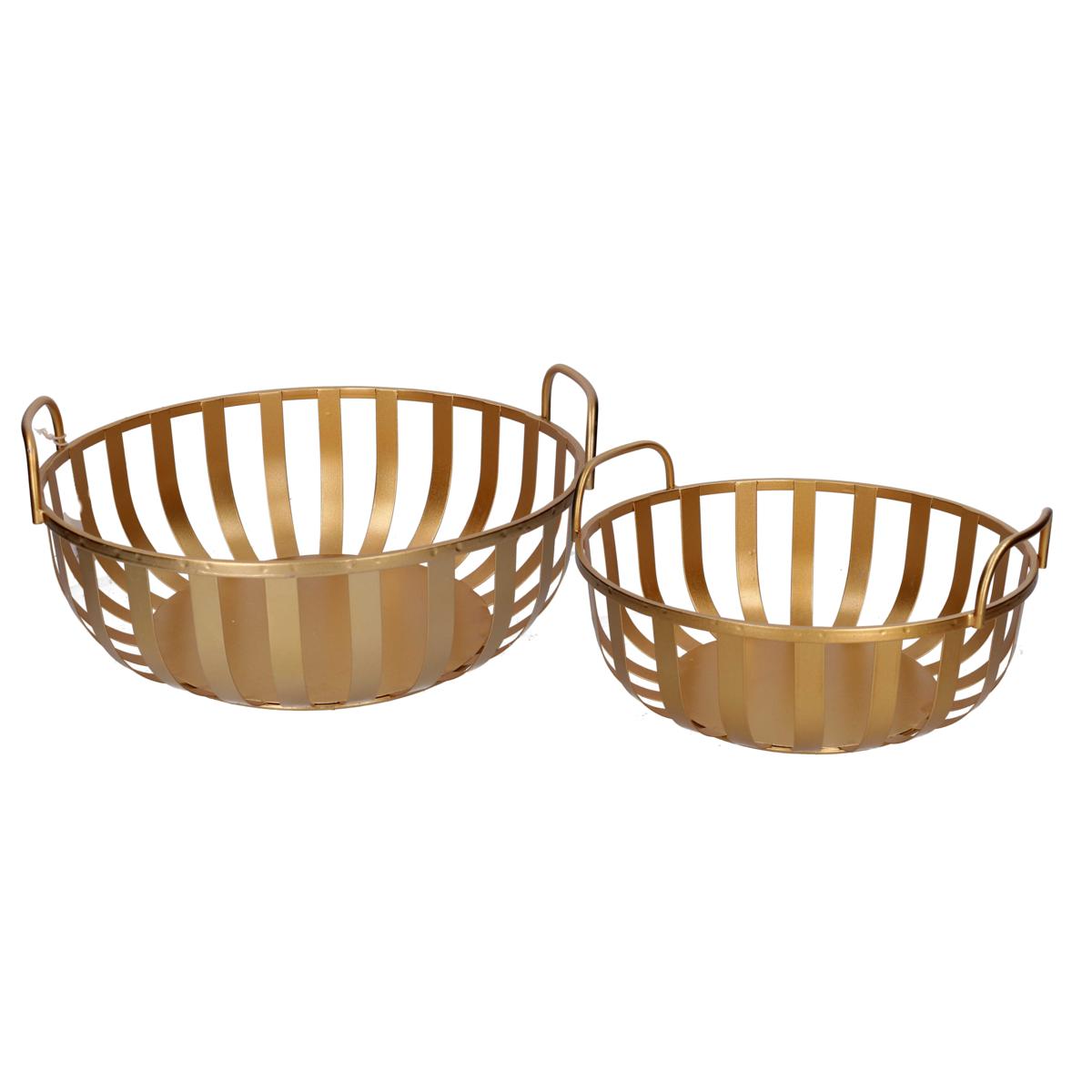 CESTA METALLO 1-2 ORO TONDO CM 42,5X41H19,5