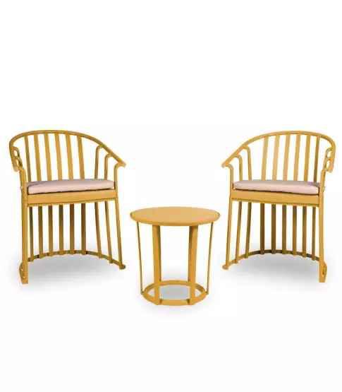 SET 2 POLTRONE CON CUSCINI E TAVOLO RAFF GIALLO TOSCANO