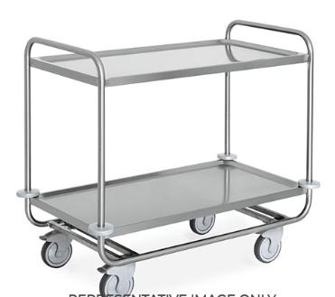CARRELLO INOX PORTATA 200KG 2 PIANI 100X50