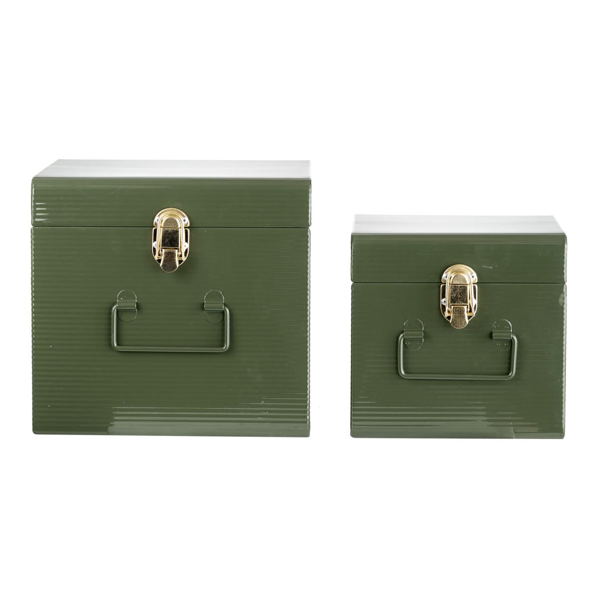 SET 2 BOX METALLO (M.G.CM.26.5X26.5X25.5) VERDE