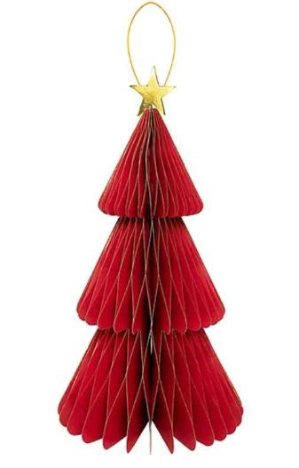 DECORAZIONE CARTA ALBERO ROSSO C/STELLA CM 40 CF1PZ