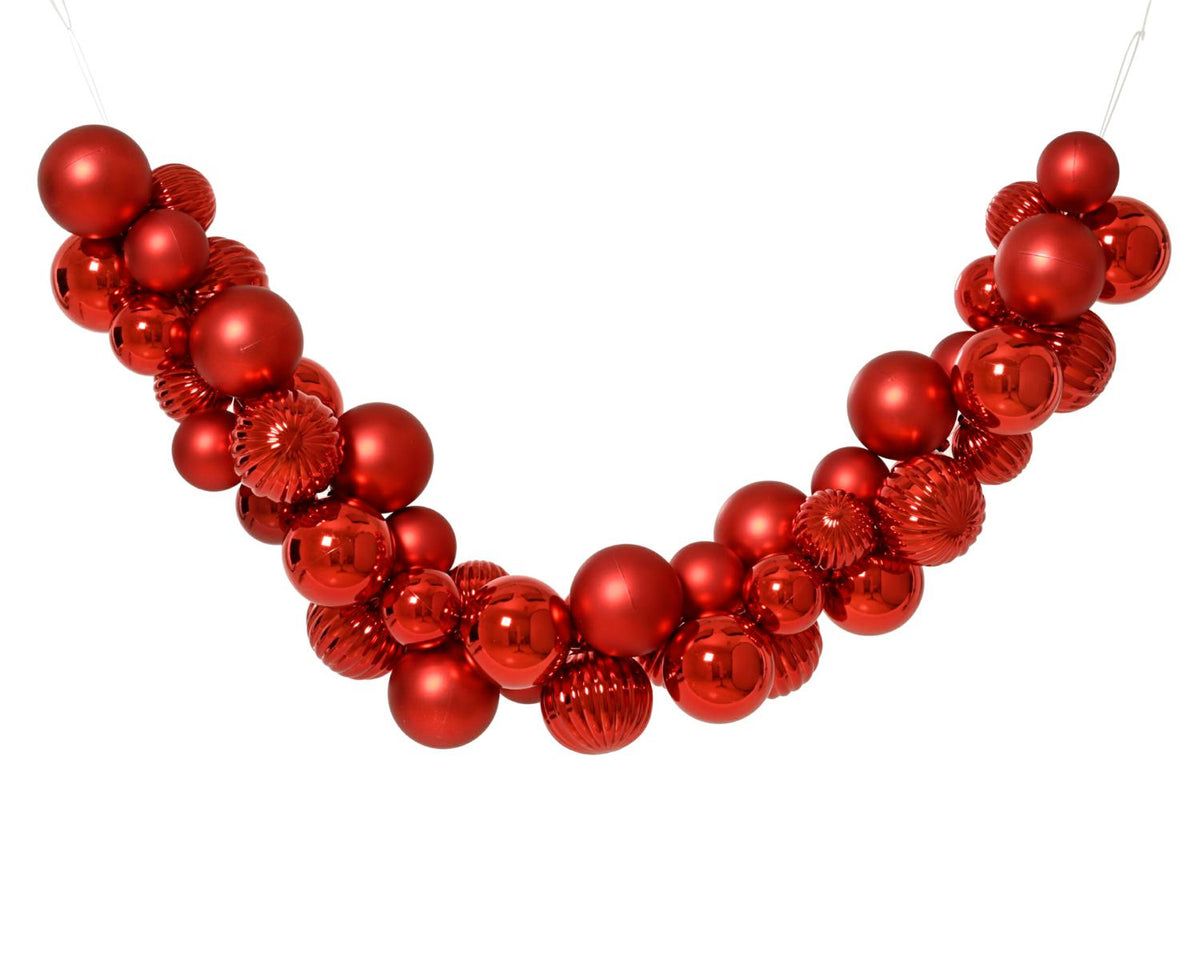 GHIRLANDA PALLINE POLISTIRENE ROSSA D8X100CM