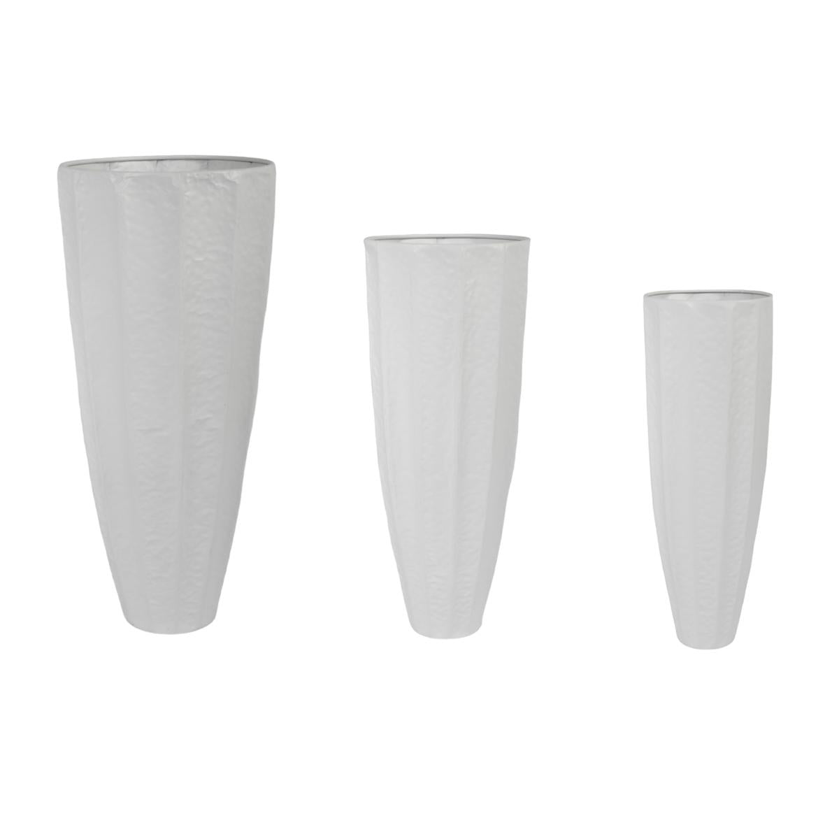 SET 3 VASI METALLO WHITE CM. 87,5x38,5