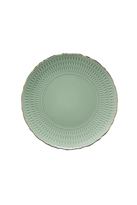 PIATTO CONTESSA VERDE FILO ORO 32CM