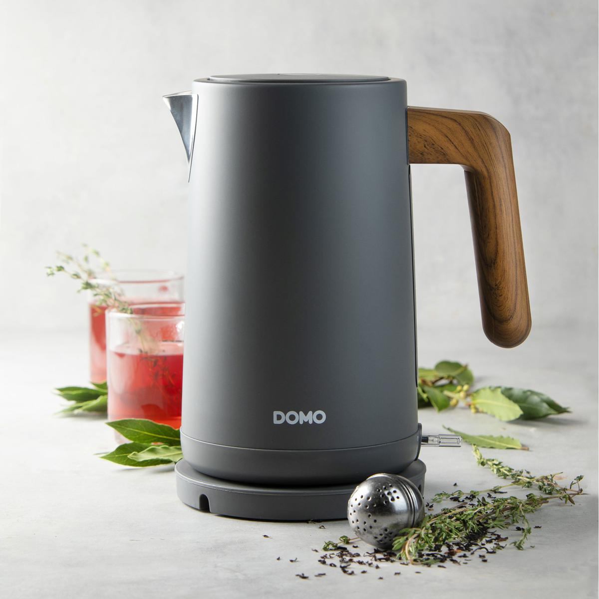 BOLLITORE ELETTRICO GRIGIO CON MANICO LEGNO 1.7LT