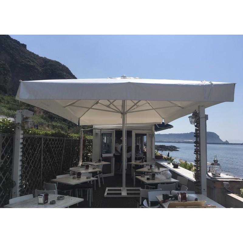 OMBRELLONE TELESCOPICO 5X5 COPERT PVC BIANCO PIEDE CENTRALE