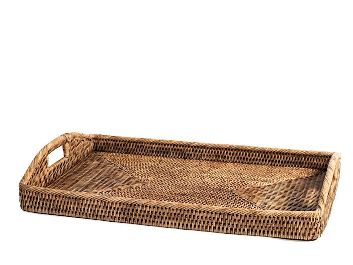 VASSOIO RATTAN RETT.C/MANICI CM.54X38X9H