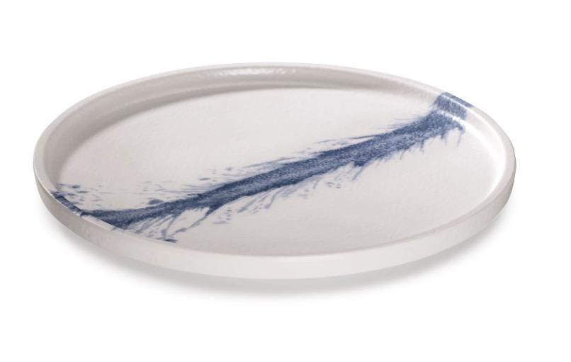 PIATTO CON BORDINO IN MLM BIANCO E AZZURRO CM 20