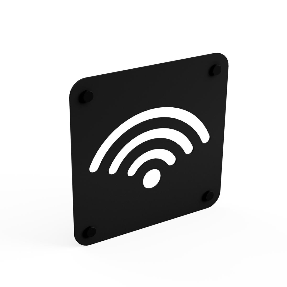 SEGNALETICA WIFI NERO CON DISTANZIALI 16X16CM
