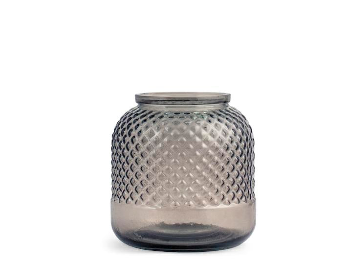 VASO VETRO ROMBI FUME' 19CM