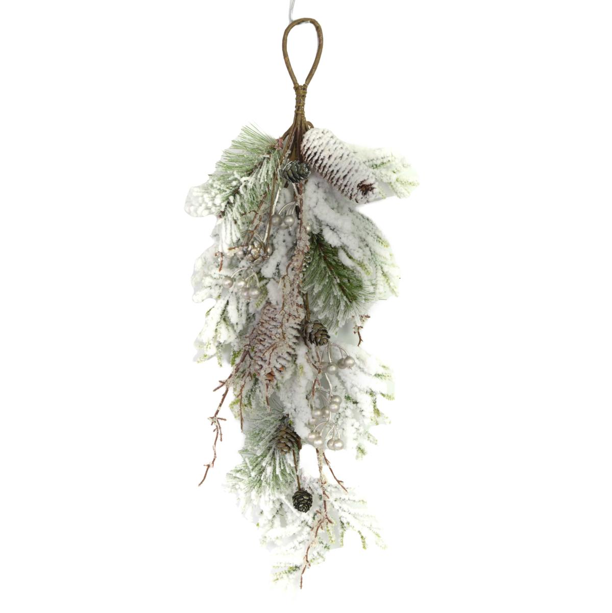 FESTONE INNEVATO CON PIGNE VERDE CM64X8X25H