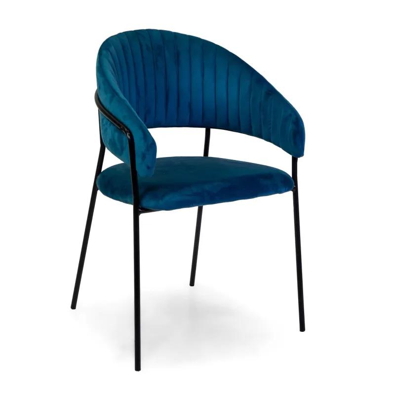 POLTRONA VELLUTO CHLOE BLU STRUTTURA NERO 59X51H49/83.5