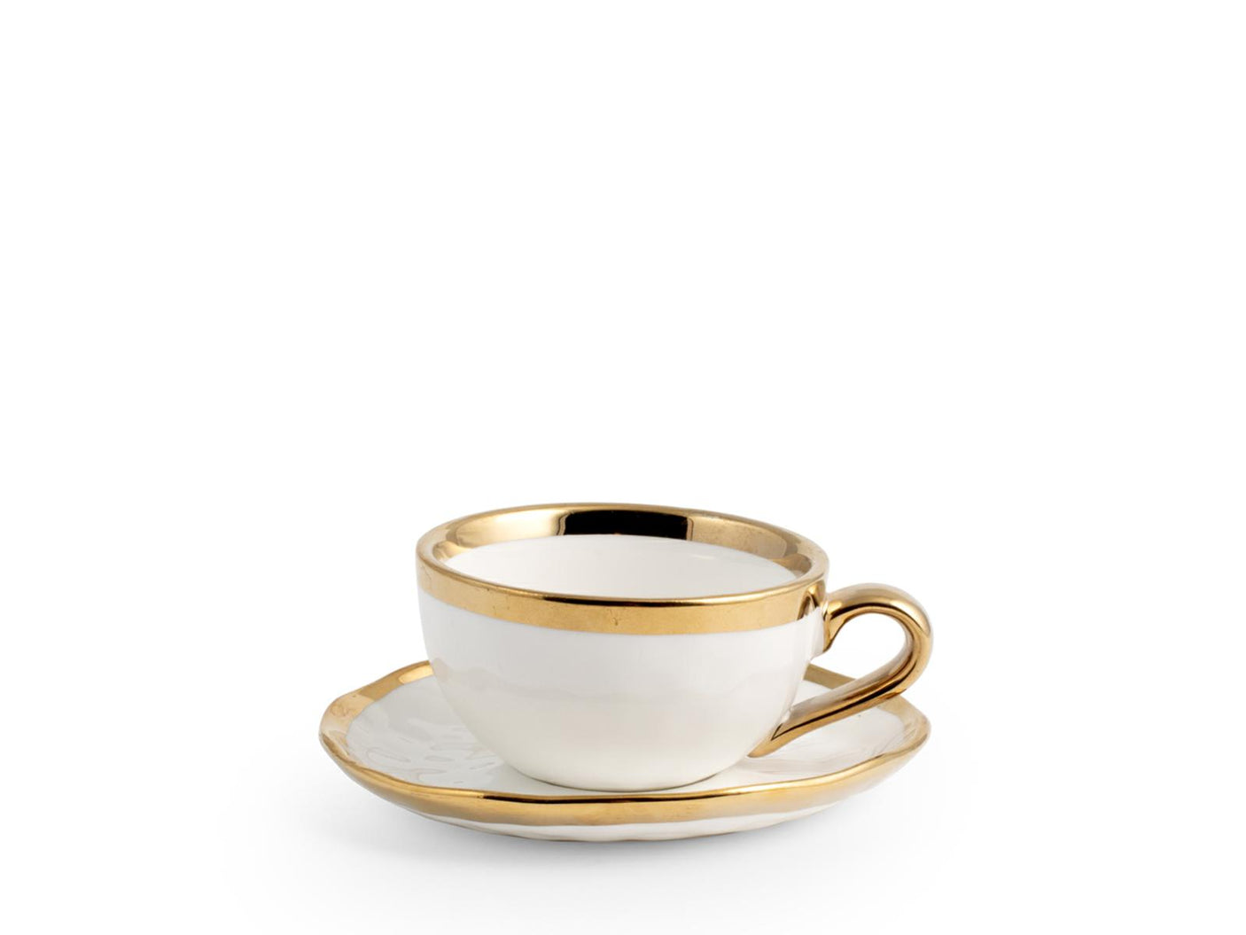 TAZZA CAFFE CON PIATTINO BIANCA BORDO ORO 120CC