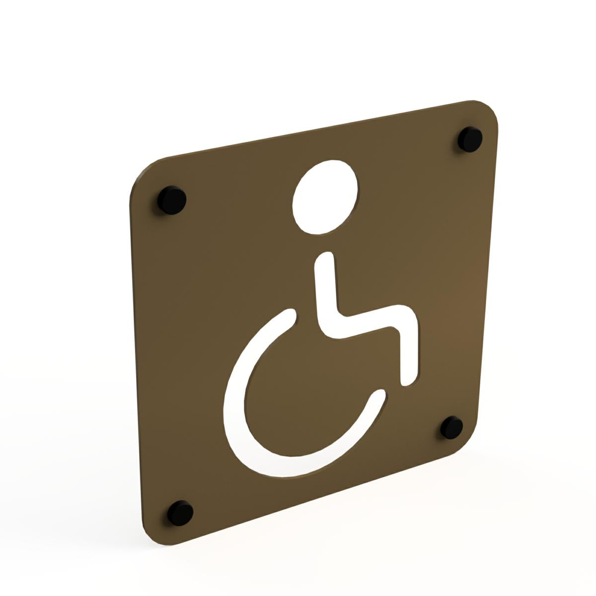 SEGNALETICA DISABILE CORTEN CON DISTANZIALI 16X16CM