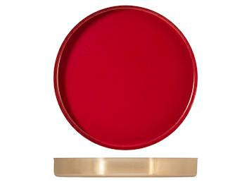 VASSOIO INOX TONDO ROSSO 35CM